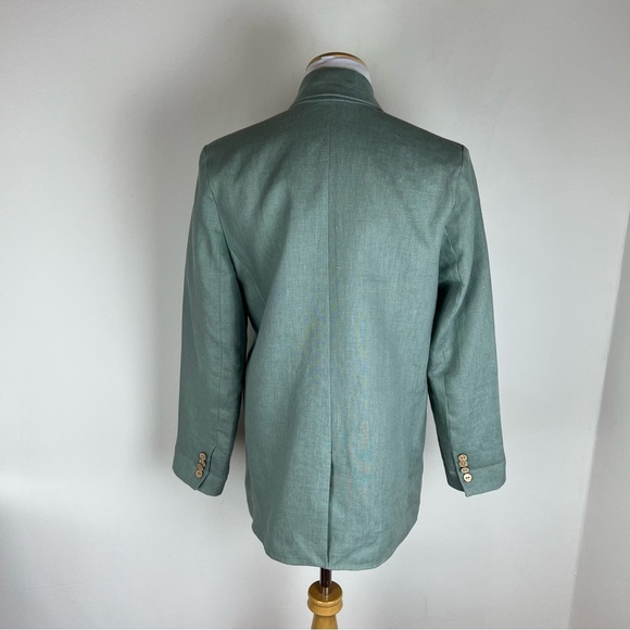 Dal The Label Seafoam Pale Green Natural Linen Double Breasted Blazer Jacket - Picture 6 of 8